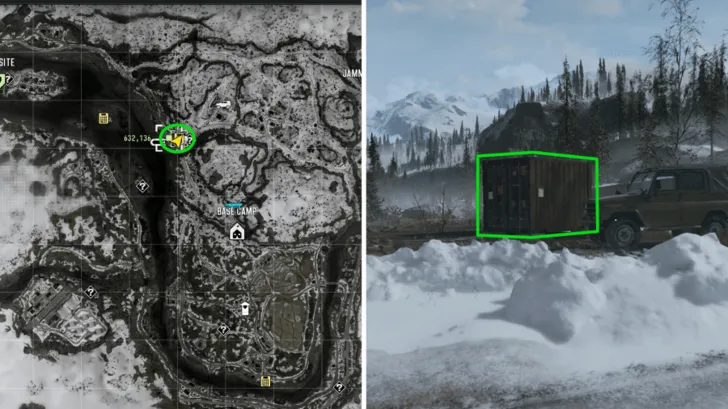 Big Sign shipping container next to a military truck in MW4 Stranded